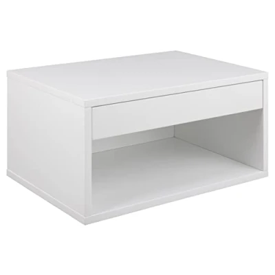 Afbeelding van Hangend nachtkastje Hee met lade in wit mdf
