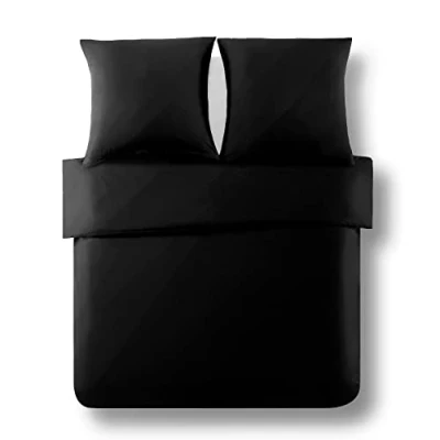 Afbeelding van Alreya Renforcé beddengoed 200 x 220 cm 100% katoen met YKK ritssluiting, superzacht dekbedovertrek, Oeko Tex® standaard gecertificeerd, Zwart, alleen dekbedovertrek