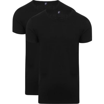 Afbeelding van Alan Red Brede Ronde Hals James (2Pack) Zwart maat L Heren Basic T Shirt met Slim fit Pasvorm Katoen
