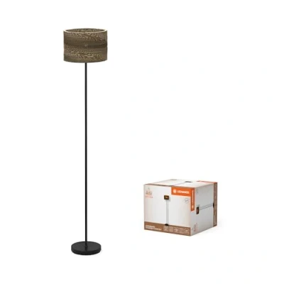 Afbeelding van LEDVANCE brown Decor Cardboard Cylinder floor luminaire, corrugated board, E27, 1600 mm height, lampshade made of recycled material, sustainable thanks to replaceable light source, simple installation