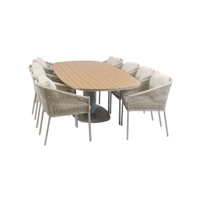 Afbeelding van Normin 9 delige tuinset 8 Elvira tuinstoelen Tuintafel Tower 260cm