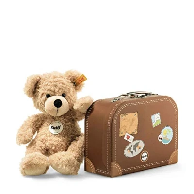 Afbeelding van Steiff Teddybeer Fynn in koffer 28 cm Teddy knuffeldier voor kinderen beweegbaar &amp; wasbaar beige (111471), Medium
