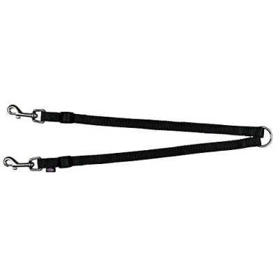 Afbeelding van Trixie Premium 20111 hondenriem voor twee honden met ring, XS M: 40 70 cm/15 mm, zwart