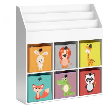 Afbeelding van Vicco Kinderboekenkast &quot;Luigi&quot;, Wit, 107.2 x 114.2 cm met 6 vouwdozen opt.1