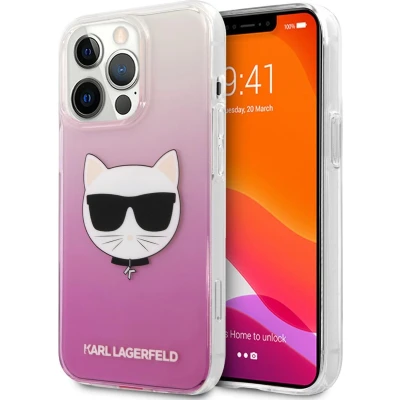 Afbeelding van Roze hoesje van Karl Lagerfeld Hardcase Backcover iPhone 13 Pro Max Choupette