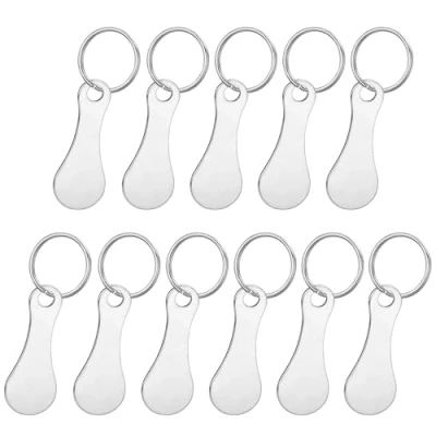 Afbeelding van 13 stuks winkelwagenmuntjes, rond, roestvrij staal, winkelwagenchip, afneembare winkelwagensleutelhanger, draagbaar, winkelwagensleutelhanger voor alle winkelwagens