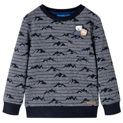 Afbeelding van Kindertrui met heuvelprint 128 gemleerd marineblauw