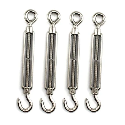 Afbeelding van Turnbuckle draad spanner Faspiroty M10 4 pack 304 roestvrij staal verstelbare haak &amp; oog set heavy duty