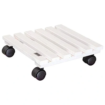 Afbeelding van WAGNER Plantentrolley NATURE 29 x 8 cm I Bloementrolley voor binnengebruik Containertrolley van FSC® gecertificeerd massief hout, wit Draagvermogen 100 kg Made in EU 20083001