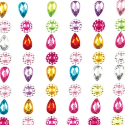 Afbeelding van Baker Ross zelfklevende sierstenen van acryl in bloemen en druppelvorm voor het vormgeven versieren collages, kaarten andere knutselwerken (138 stuks)