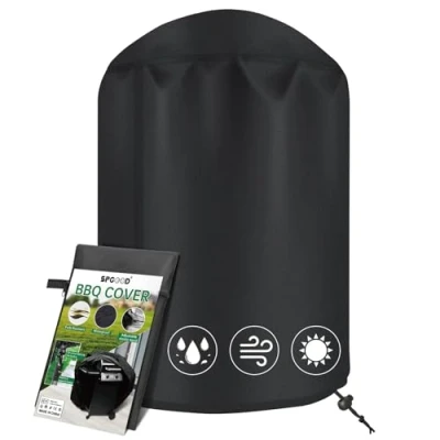 Afbeelding van SPGOOD Barbecuehoes, weerbestendig, 420D Oxford stof, hoge prestaties, waterdicht, stofdicht, beschermhoes, kogelbarbecue, afdekzeil, uv en scheurvast, universeel, 71 x 68 cm