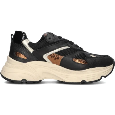 Afbeelding van Omoda Tokio Sneakers Leren Sneaker Dames Zwart Maat 37