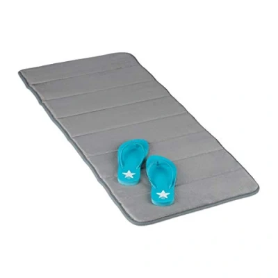 Afbeelding van Relaxdays badmat antislip, memory foam, BxD: 49 x 114 cm, zacht, sneldrogend, badkamermat, grijs