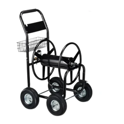 Afbeelding van Relaxdays slanghaspel XL metaal groot 4 wielen slangenwagen tuinslanghaspel