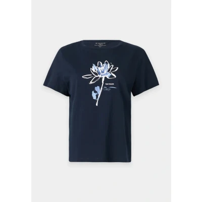Afbeelding van TOM Tailor CREW NECK Tshirt print, Dames, Maat: Medium, Real navy blue