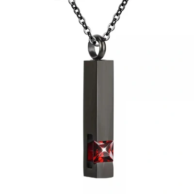 Afbeelding van Luxe Ashanger Met Ketting Assieraad Zwart Rode Steen As Gedenksieraad Urn Incl. vuller