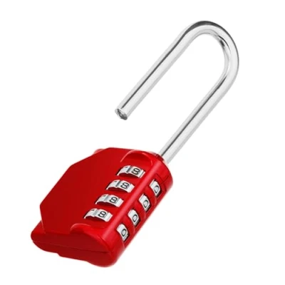 Afbeelding van ZHEGE Combinatiehangslot met lange sluiting, 4 cijferige combinatiehangsloten voor sportschool, hangsloten code, zwaar belastbaar buitenhangslot poort, deur, schuur, container (rood)
