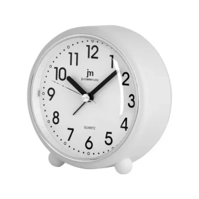 Afbeelding van Just a Minute Wekker Wit / vierkant met stil uurwerk en seconden wijzer