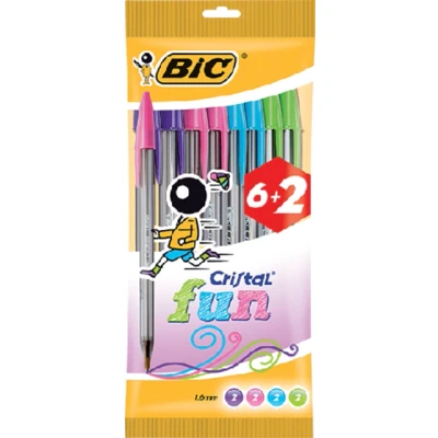 Afbeelding van Balpen Bic Cristal Fun large assorti blister à 6+2 gratis