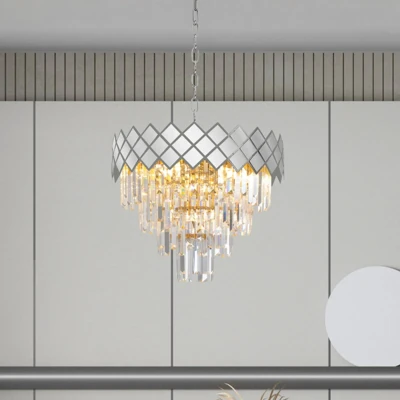 Afbeelding van Eko Light Hanglamp Carisma metaal chroomkleurige glaskristallen, Ø 50 cm