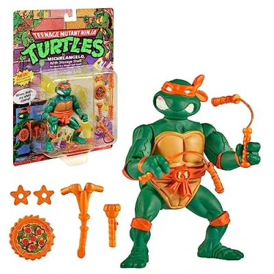Afbeelding van Ninja Turtles, beweegbaar figuur, 10 cm, klassieke verzamelfiguur, Michelangelo, speelgoed voor kinderen vanaf 4 jaar, Giochi Preziosi, T0001B