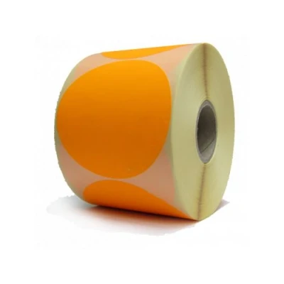 Afbeelding van Etiket Rillprint 35mm 500st op rol fluor oranje