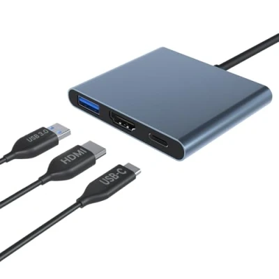 Afbeelding van MMOBIEL HDMI naar USB Type C Hub Adapter voor Macbook Samsung 3.1 3.0 Aluminium GRIJS