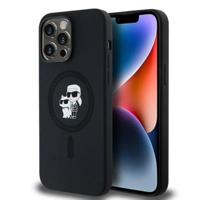 Afbeelding van Karl Lagerfeld Siliconen Karl&amp;Choupette MagSafe hoesje voor iPhone 14 Pro Max zwart
