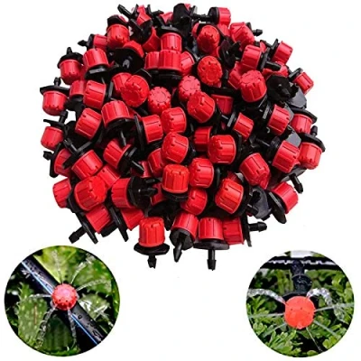 Afbeelding van Kalolary 100 stks 1/4 inch verstelbare sproeisproeiers voor micro druppelirrigatiesysteem, anti verstopping emitter druppelaar rode tuin benodigdheden (1/4 druppelirrigatie)