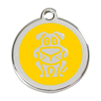 Afbeelding van Dog Yellow roestvrijstalen hondenpenning large/groot dia. 3,8 cm RedDingo