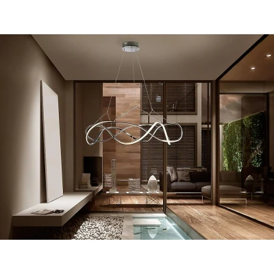 Afbeelding van Schuller Lighting Molly geïntegreerde LED plafond hanglamp chroom, dimbaar, afstandsbediening