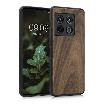 Afbeelding van kwmobile telefoonhoesje geschikt voor OnePlus 10 Pro 5G Hoesje met bumper in donkerbruin Backcover walnoothout