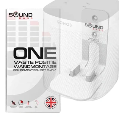 Afbeelding van Muurbeugel voor ONE, ONE SL &amp; Play: 1, wit, compatibel met de speaker van Sonos PLAY1, ontworpen in het Verenigd Koninkrijk