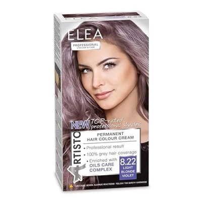 Afbeelding van Elea professional Artisto Permanente haarverf, lichtblond, paars, 123 ml, professioneel resultaat, 100% grijsdekking, verrijkt met verzorgingscomplexen van oliën