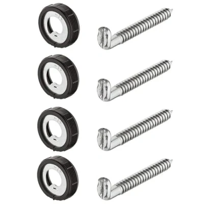 Afbeelding van Gedotec Schroefhaken, wandhangkast, kasthanger om in te boren, keukenhanger voor meubels, kastophanging hoogte verstelbaar, draagkracht 15 kg, 4 stuks, ronde kasthouder met schroeven