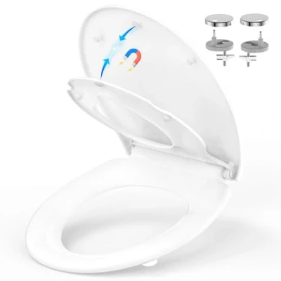 Afbeelding van YEAUPE PRO Toiletdeksel met kinderzitje, wc bril softclosemechanisme, toiletbril voor familie, deksel snelsluiting, 150 kg belastbaar, wit