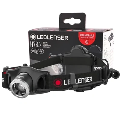 Afbeelding van Ledlenser H7R.2 hoofdlamp LED, oplaadbare lithiumbatterij, ook te gebruiken met 4 x AA batterijen, focusseerfunctie, 300 lumen, traploos dimbaar, verlichtingsbereik 160 m, rood achterlicht