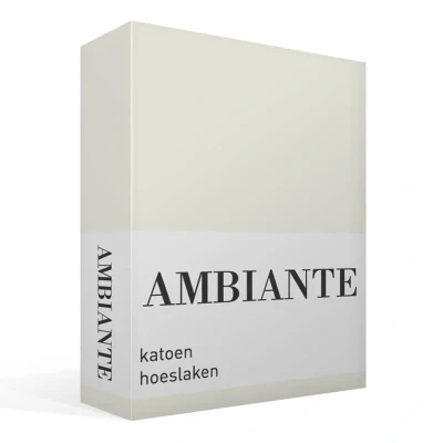 Afbeelding van Ambiante Cotton Uni hoeslaken Lits jumeaux (160x200 cm) Off White
