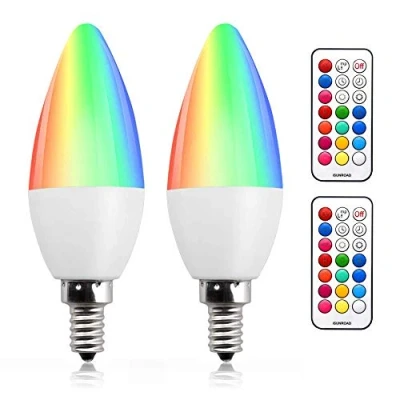 Afbeelding van Bonlux 3W E14 RGB Dimmbare Kerze LED Glühbirne Farbwechsel RGB+Warmweiß 12 Farben Speicherfunktion und Timer RGBW Kleine Schraubkerzenlampe für Zuhause/Dekoration/Party/KTV (2 Stück)