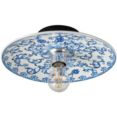 Afbeelding van Wandlamp Lucande Faelira, blauw/wit, keramiek