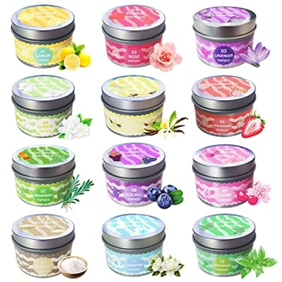 Afbeelding van Topsics 12 Stuks Geurkaarsenset, Aromakaarsen Cadeauset voor Moeder, Natuurlijke Sojawas, Aromatherapie Kaarsen, Kerstkaarsen Verjaardag, Jubileum, Dames