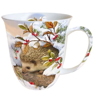 Afbeelding van Ambiente Mok Thee/Koffie Hedgehog In Snow Winter Egel Sneeuw Kerstmis ca. 0,4L