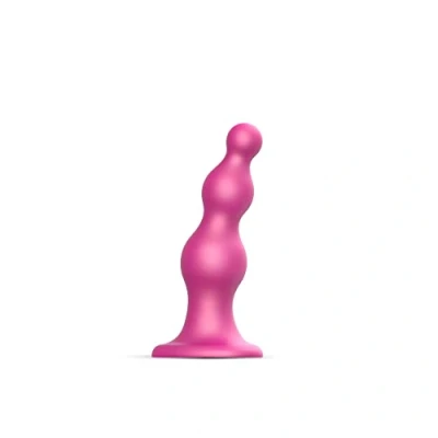 Afbeelding van Strap On Me Dildo Plug Beads Metallic Raspberry Pink S