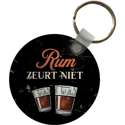 Afbeelding van Sleutelhanger Rum Glazen Tekst Plastic Rond Uitdeelcadeautjes Vaderdag cadeau Geschenk Cadeautje voor hem Tip Mannen