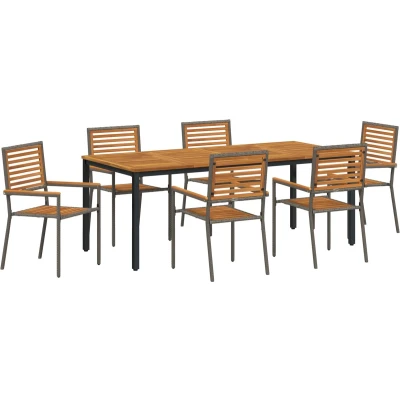 Afbeelding van vidaXL Tuin Dining Set van 4 Grijs, Bruin Metaal, Hout Middelgroot