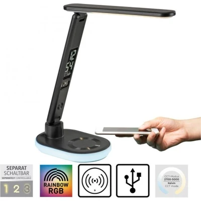 Afbeelding van Tafellamp Tina Zwart 3 Step Touch dimmer incl. Draadloze Laadfunctie