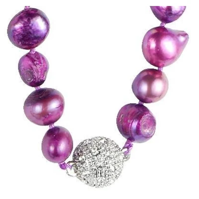 Afbeelding van Behave Ketting van zoetwater parels met bolvormige magneetsluiting steentjes