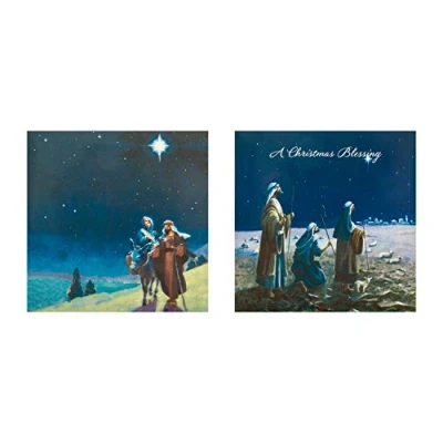 Afbeelding van Hallmark Kerststallen in doos liefdadigheidskaarten uit 12 kaarten 2 religieuze ontwerpen