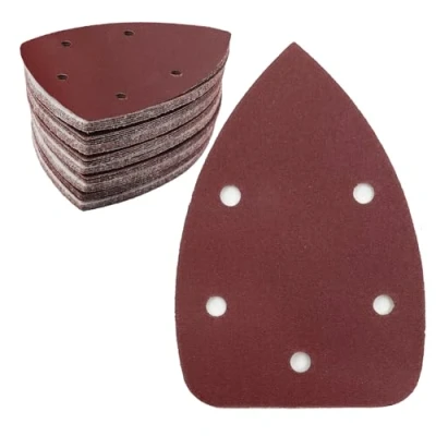 Afbeelding van 50 stuks schuurpapier driehoekige schuurmachines, 240 korrel 5 gaats schuurpads klittenband deltaschuurbladen voor schuurmachine 140 x 100 mm