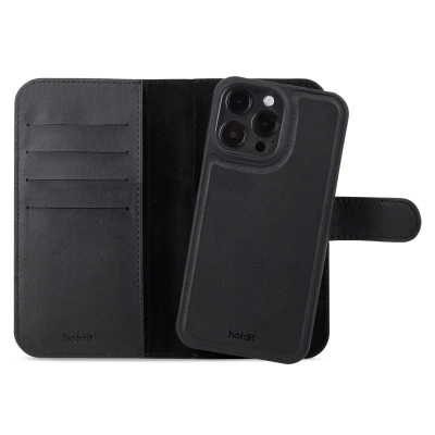 Afbeelding van Apple iPhone 15 Pro Max MagSafe Hoesje Kunstleder Holdit Bookcase/2 in 1 Case Zwart Telefoonhoesje